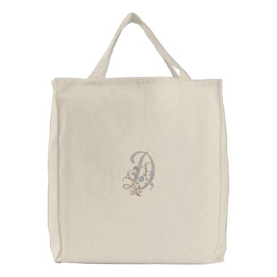 Flowers Monogram Letter D Tote Bag by embroidered