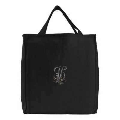 Flowers Monogram V Tote Bag by embroidered