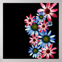 Flowers on Black Poster