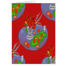 Flowers on Silver Tray Greeting Card