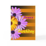 Flowers on stripes Happy Birthday card