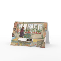 Flowers on the Windowsill by Carl Larsson Card