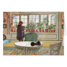 Flowers on the Windowsill by Carl Larsson Card