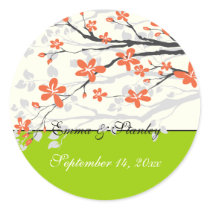 Flowers orange lime green wedding Save the Date Sticker