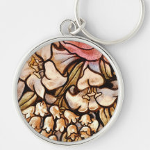 Flowers Painted on Glass Key Chains