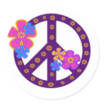 Flowers Peace Symbol Sticker