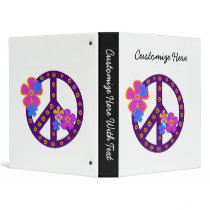 Flowers Peace Symbol T-shirts and Gifts 3 Ring Binder