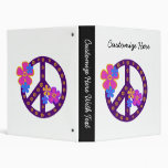 Flowers Peace Symbol T-shirts and Gifts 3 Ring Binder