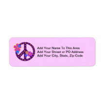 Flowers Peace Symbol T-shirts and Gifts Custom Return Address Labels