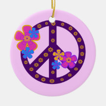 Flowers Peace Symbol T-shirts and Gifts Christmas Tree Ornaments