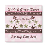 Flowers Pink/Brown Save the Date Magnet