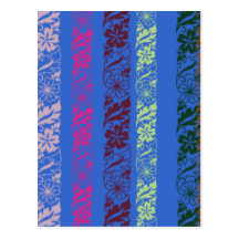 Flowers Stripes and Plaid Post Card
