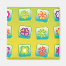 Flowers-Vectors COLOURFUL CARTOON PATTERNS Fridge Magnets