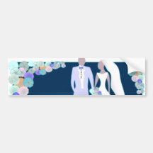 Flowers with Bride & Groom Bumper Stickers