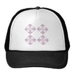 Flowers with Pastel Stripes. Pink, White. Mesh Hat