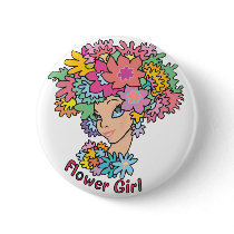 Flowery Flower Girl Button