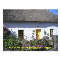 Flowery Irish Cottage Postcard