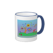 Flowery Landscape Girls Coffee Mugs