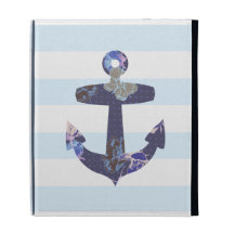 Flowery Nautical blue anchor ipad case