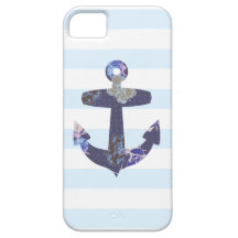 Flowery Nautical blue anchor iphone 5 case