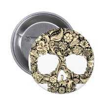 Flowery Ornate Skull Pin