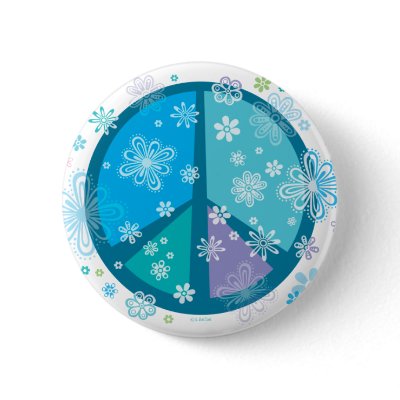 Flowery Peace sign Pinback Buttons by SBeise