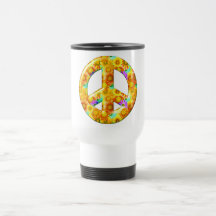 Flowery Peace Sign Coffee Mugs