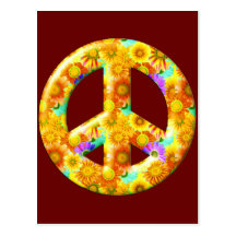Flowery Peace Sign Post Cards