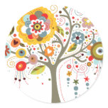 Flowery Tree Round Sticker