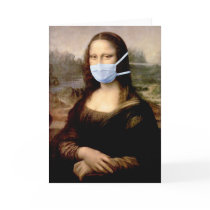 Flu Season Mona Lisa with Mask Greeting Cards