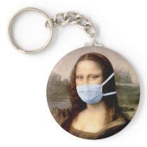 Flu Season Mona Lisa with Mask Keychain