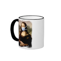 Flu Season Mona Lisa with Mask Coffee Mugs