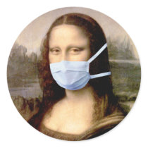 Flu Season Mona Lisa with Mask Stickers