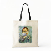 Flu Season Van Gogh With Mask Canvas Bags