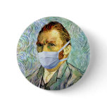 Flu Season Van Gogh With Mask Button