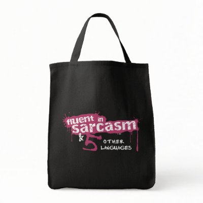 Fluent in Sarcasm & 5 Other Languages Grocery tote Bag by LisaMarieDesign