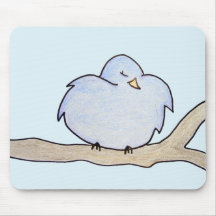 Fluffy Bird on a branch Mousepad