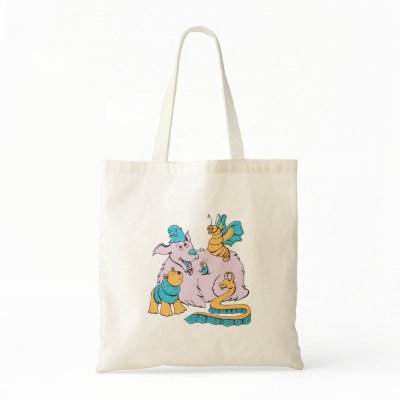 fluffy dog and friends cartoon art canvas bag by doonidesigns