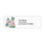 fluffy dog and friends cartoon art return address labels
