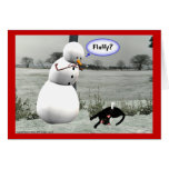 "FluffY?" Funny Snowman Christmas Greeting Cards