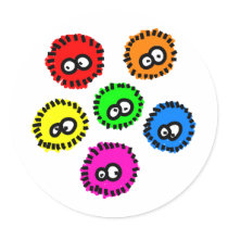 Fluffy Germs Round Stickers
