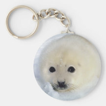 Fluffy Harp Seal Pup Key Chain