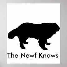 Fluffy Newf Silhouette Print