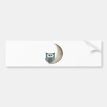 Fluffy Owl on the Moon Bumper Sticker