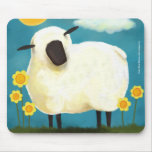 Fluffy Sheep & Yellow Flowers Mousepad mousepads