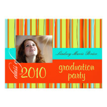 Fluorescent Beach Towel/orange/lime Custom Invitation