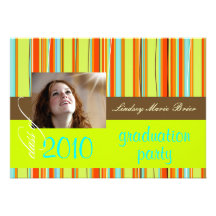 Fluorescent Beach Towel/orange/lime Custom Invitations