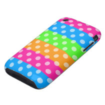 Fluorescent Rainbow with Polka Dots Iphone 3 Tough Case