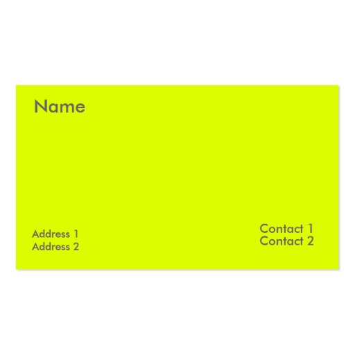 fluorescent yellow business card