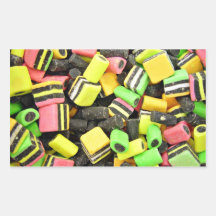 Fluro-coloured liquorice rectangular stickers